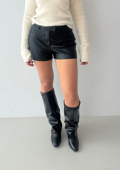 Monique - Bota de pierna ancha efecto arrugado