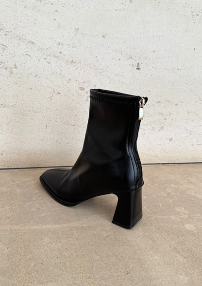 Vera - Botín de punta cuadrada con cremallera trasera