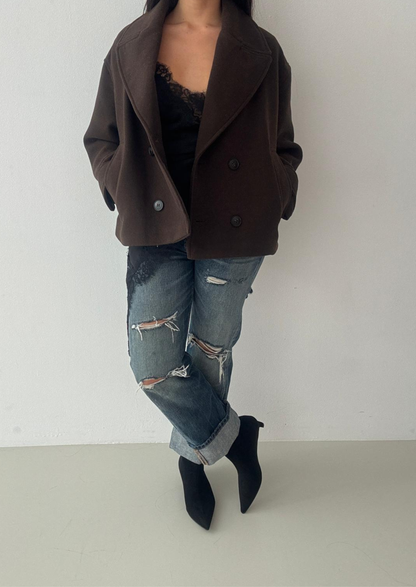 Yasmine - Botín de ante de tacón bajo